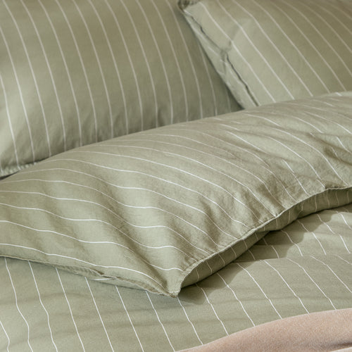 Linear Stripe 100% Cotton Duvet Cover Set Forest