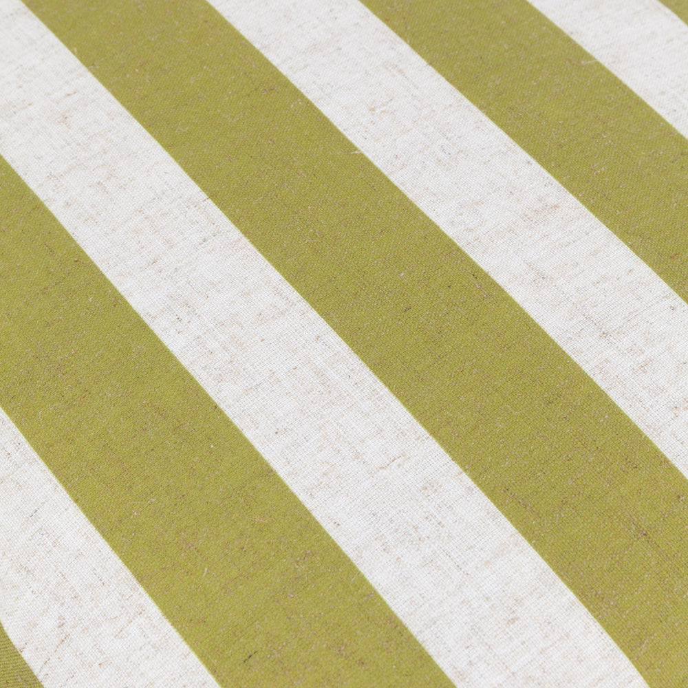 Linen Stripe Printed Ruffle Cushion Linen/Olive
