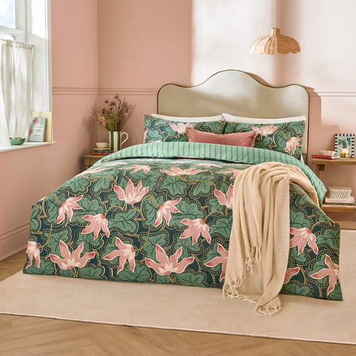 Floral Green Bedding  - Luella Printed Reversible Duvet Cover Set Juniper Green Wylder