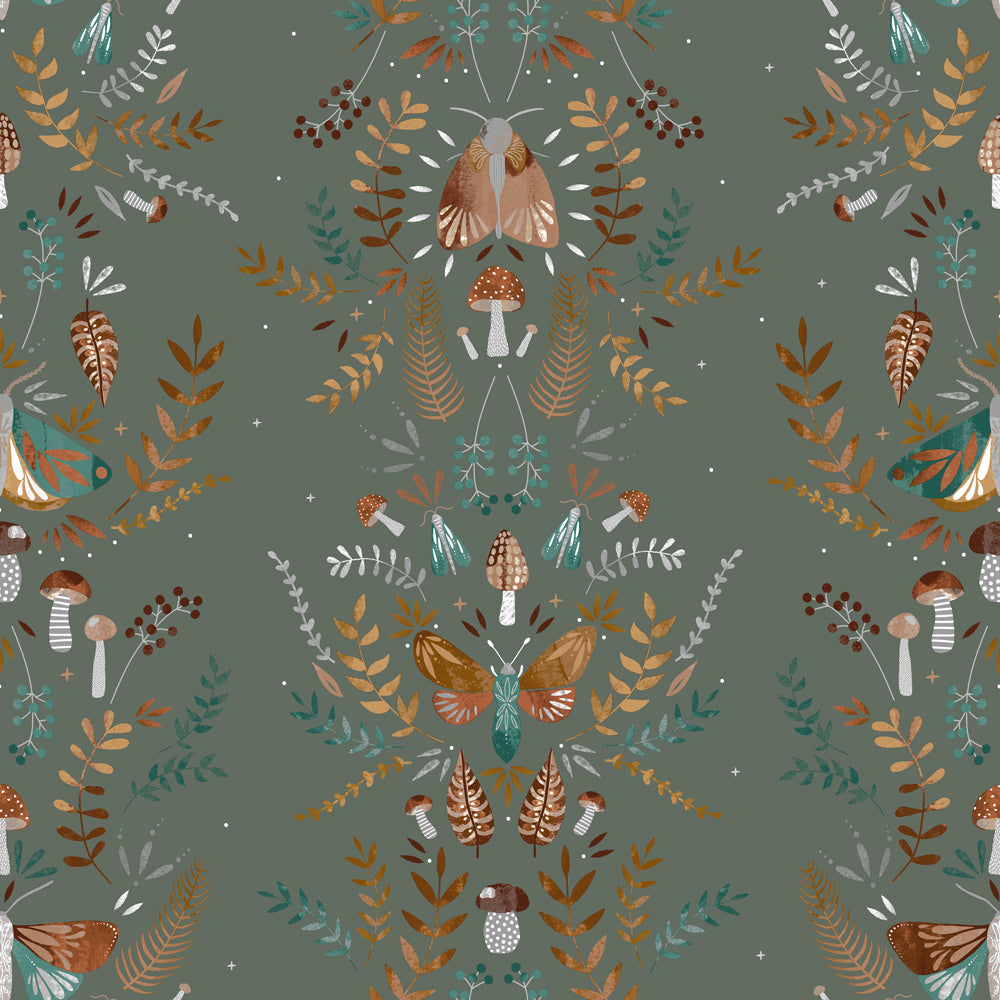 Luna Wood Duvet Cover Set Fern Green
