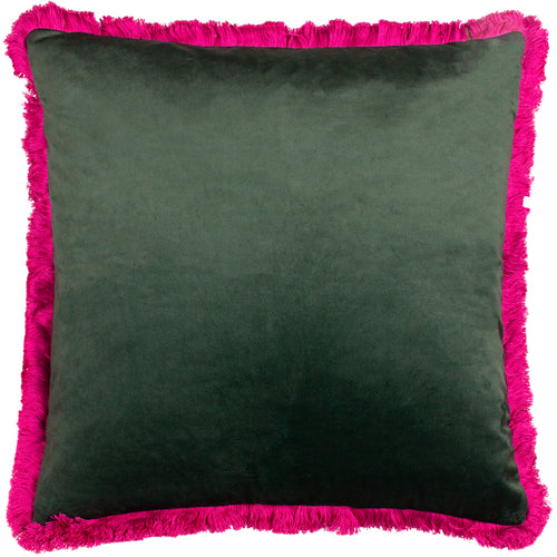 Animal Pink Cushions - Lupita Fringed Cheetah Cushion Cover Emerald/Pink Paoletti