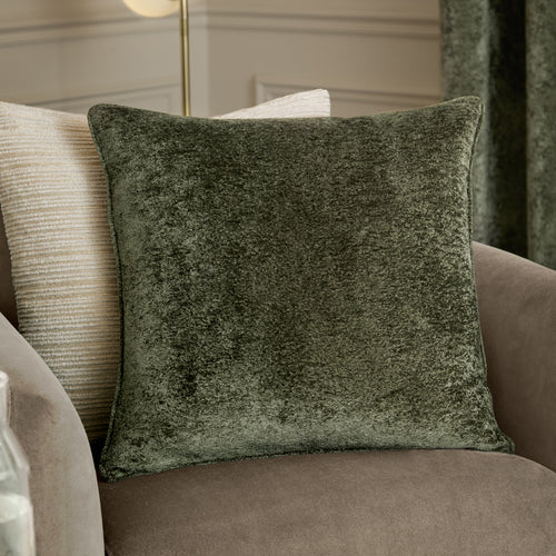 Lustre Velvet Cushion Malachite Green