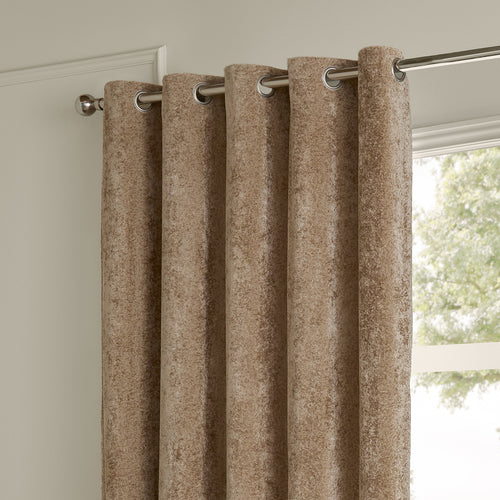 Lustre Velvet Fully Lined Eyelet Curtains Champagne
