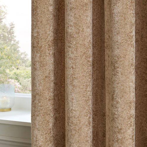 Lustre Velvet Fully Lined Eyelet Curtains Champagne