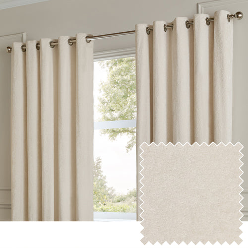 Lustre Velvet Fully Lined Eyelet Curtains Ivory