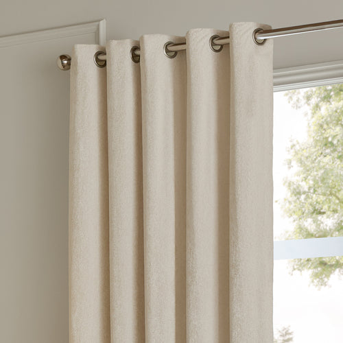 Lustre Velvet Fully Lined Eyelet Curtains Ivory
