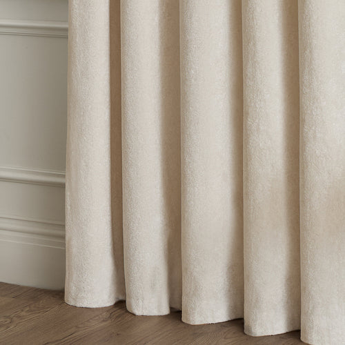 Lustre Velvet Fully Lined Eyelet Curtains Ivory