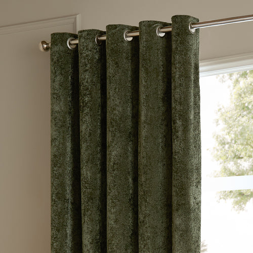 Lustre Velvet Fully Lined Eyelet Curtains Malachite Green