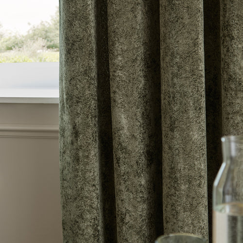 Lustre Velvet Fully Lined Eyelet Curtains Malachite Green