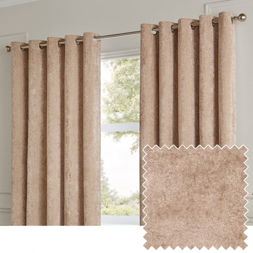 Lustre Velvet Fully Lined Eyelet Curtains Oyster