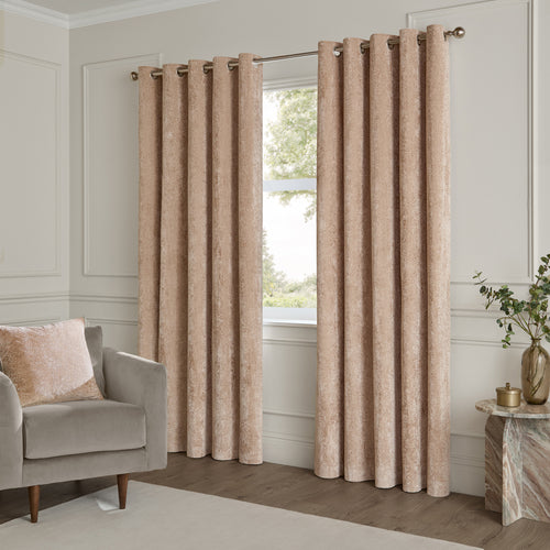 Lustre Velvet Fully Lined Eyelet Curtains Oyster