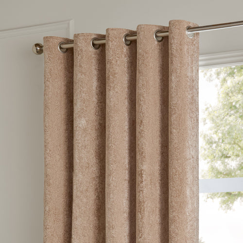 Lustre Velvet Fully Lined Eyelet Curtains Oyster