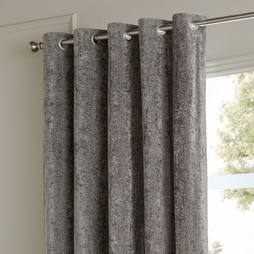 Lustre Velvet Fully Lined Eyelet Curtains Pewter