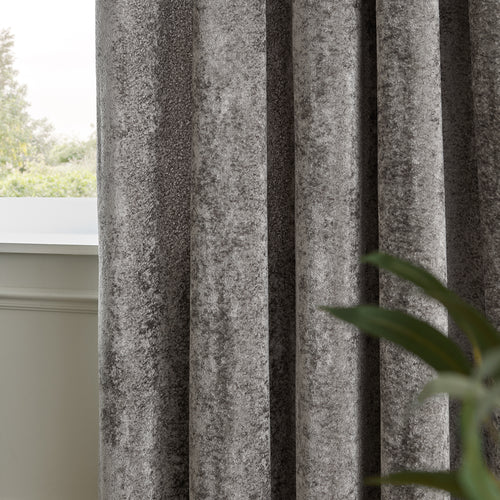 Lustre Velvet Fully Lined Eyelet Curtains Pewter