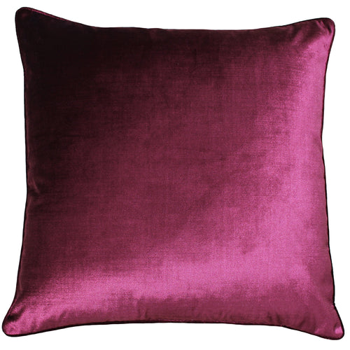 Plain Red Cushions - Luxe Velvet Piped Cushion Cover Cranberry Paoletti