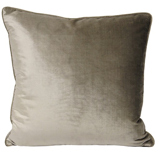 Plain Brown Cushions - Luxe Velvet Piped Cushion Cover Mink Paoletti