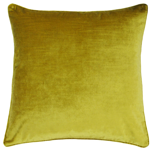 Plain Yellow Cushions - Luxe Velvet Piped Cushion Cover Ochre Paoletti