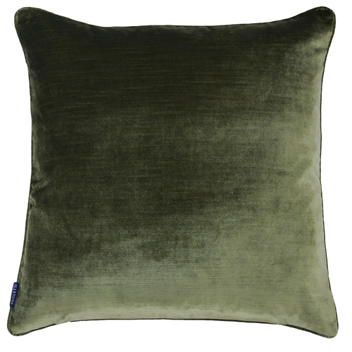 Plain Green Cushions - Luxe Velvet Piped Cushion Cover Olive Paoletti