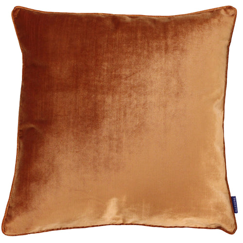 Plain Orange Cushions - Luxe Velvet Piped Cushion Cover Rust Paoletti