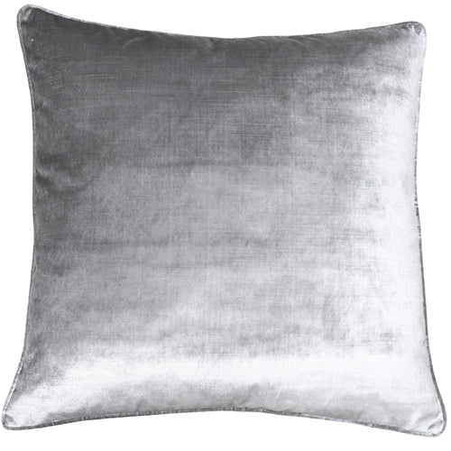 Plain Grey Cushions - Luxe Velvet Piped Cushion Cover Silver Paoletti