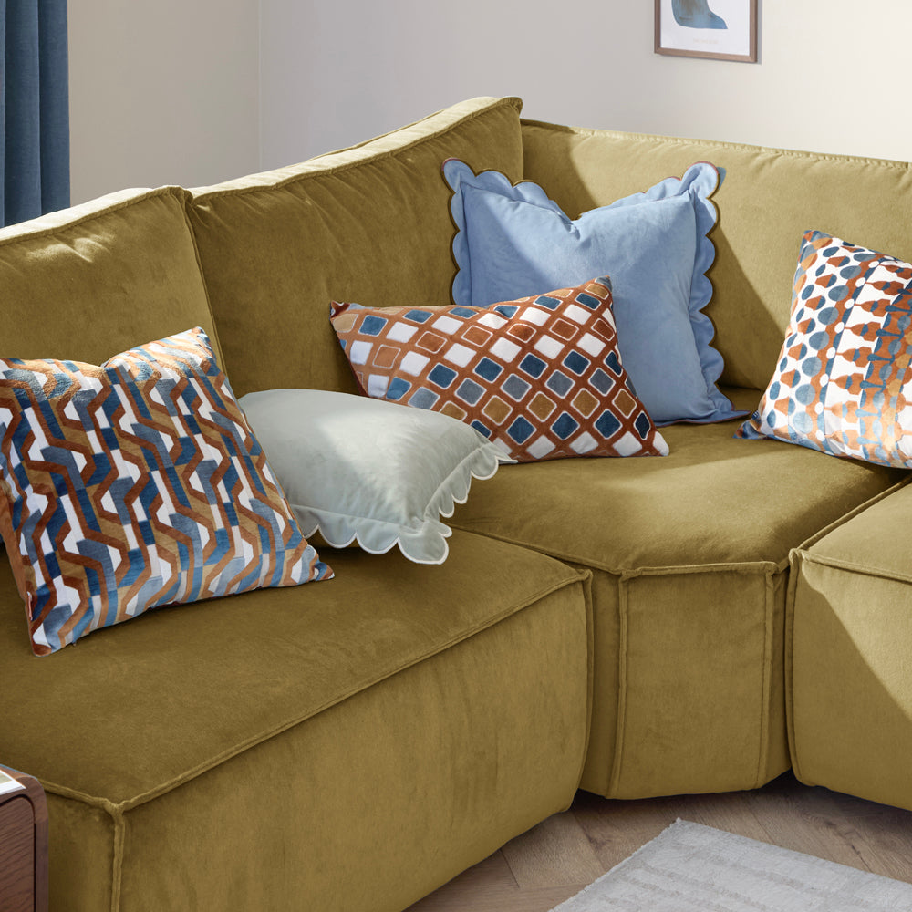 Metro Abstract Velvet Jacquard Cushion Ginger