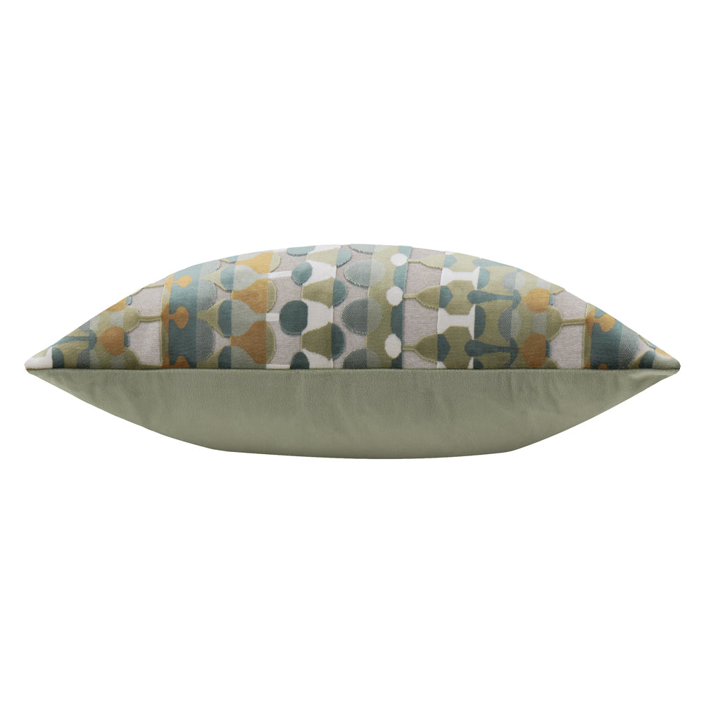 Metro Abstract Velvet Jacquard Cushion Green