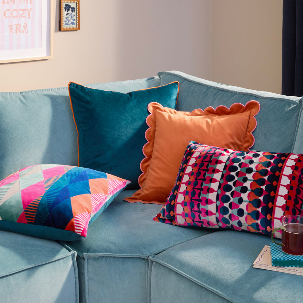 Metro Abstract Velvet Jacquard Cushion Multicolour