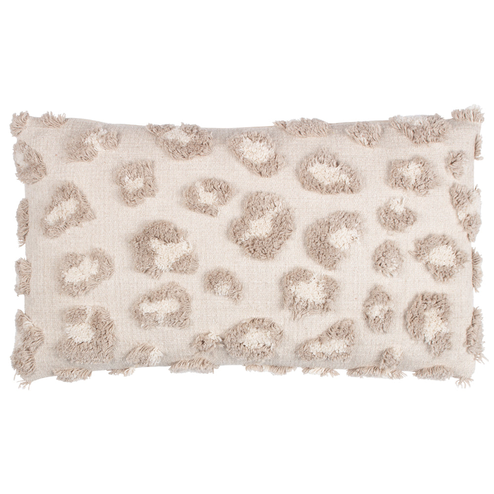Animal Beige Cushions - Maeve Tufted Leopard Print Cushion Cover Natural furn.
