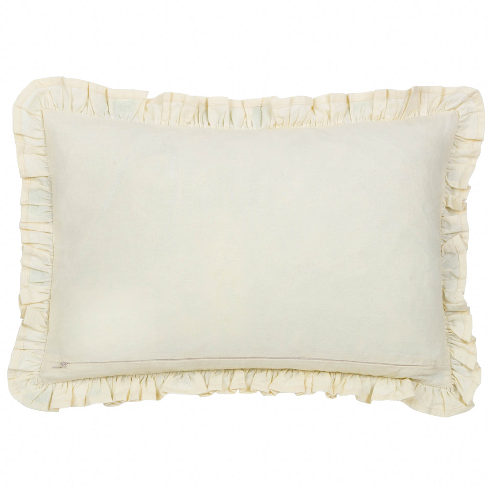 Mae Embroidered Cotton Cushion French Blue