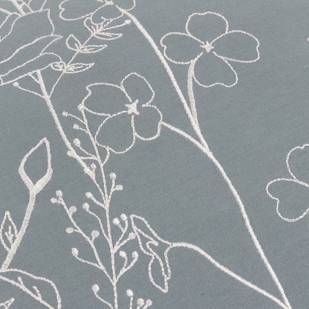 Mae Embroidered Cotton Cushion French Blue