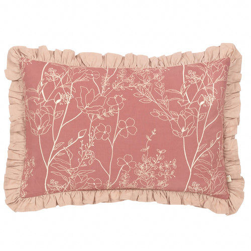 Floral Pink Cushions - Mae Embroidered Cotton Cushion Cover Petal Wylder