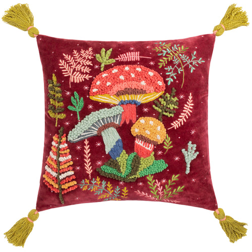 Abstract Red Cushions - Magic Mushrooms  Cushion Cover Ruby Red Wylder
