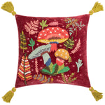 Wylder Magic Mushrooms Cushion Cover in Ruby Red