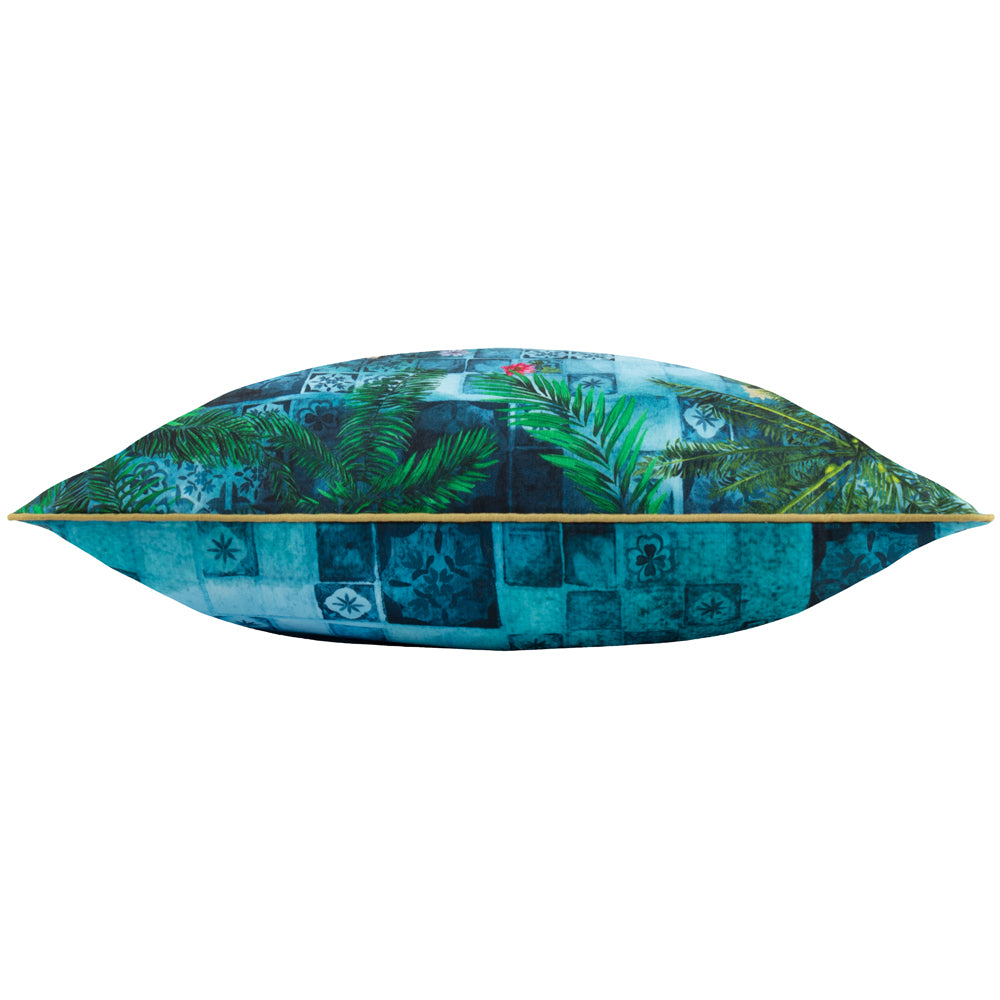 Majorelle Leopard Outdoor Piped Cushion Azure