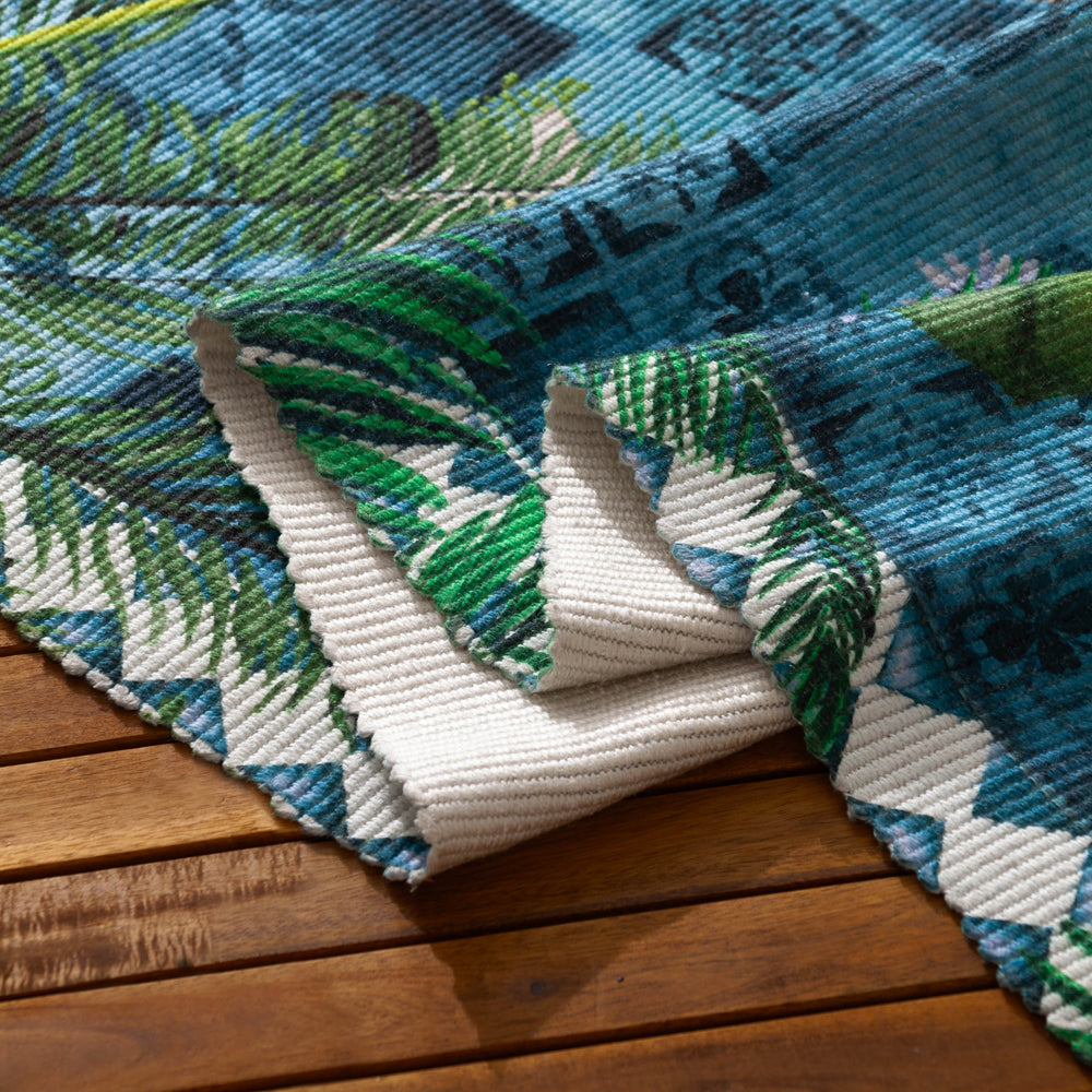 Majorelle Printed Indoor/Outdoor Rug Azure