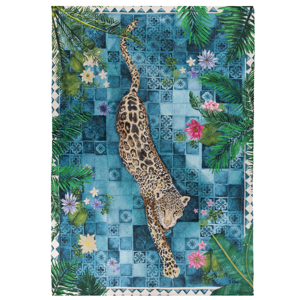 Majorelle Printed Indoor/Outdoor Rug Azure