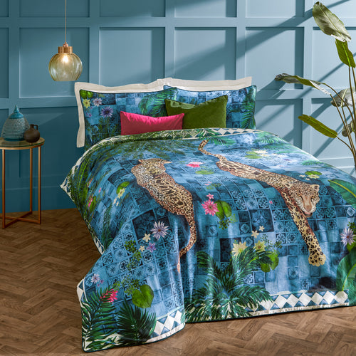 Animal Blue Bedding - Majorelle Exotic Duvet Cover Set Azure Blue Paoletti