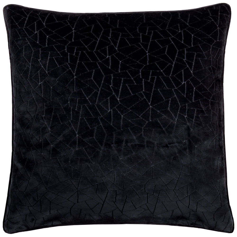 Malans Piped Velvet Cushion Black