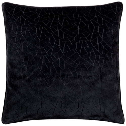 Geometric Black Cushions - Malans Piped Velvet Cushion Cover Black Hoem