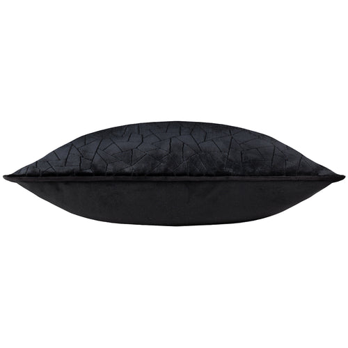 Geometric Black Cushions - Malans Piped Velvet Cushion Cover Black Hoem