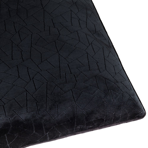 Geometric Black Cushions - Malans Piped Velvet Cushion Cover Black Hoem