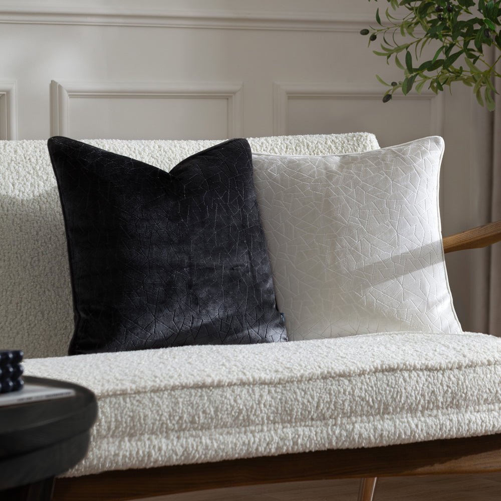 Malans Piped Velvet Cushion Black