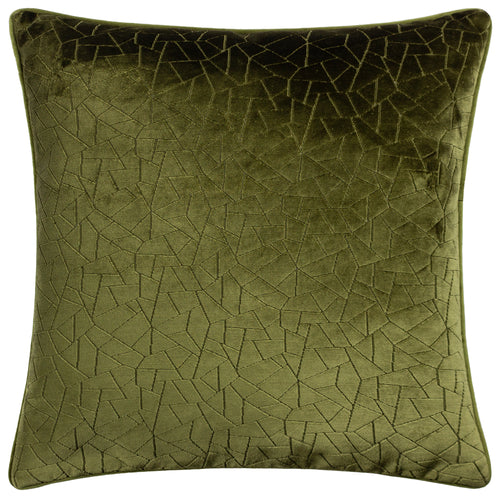 Geometric Green Cushions - Malans Cut Velvet Piped Cushion Cover Olive HÖEM