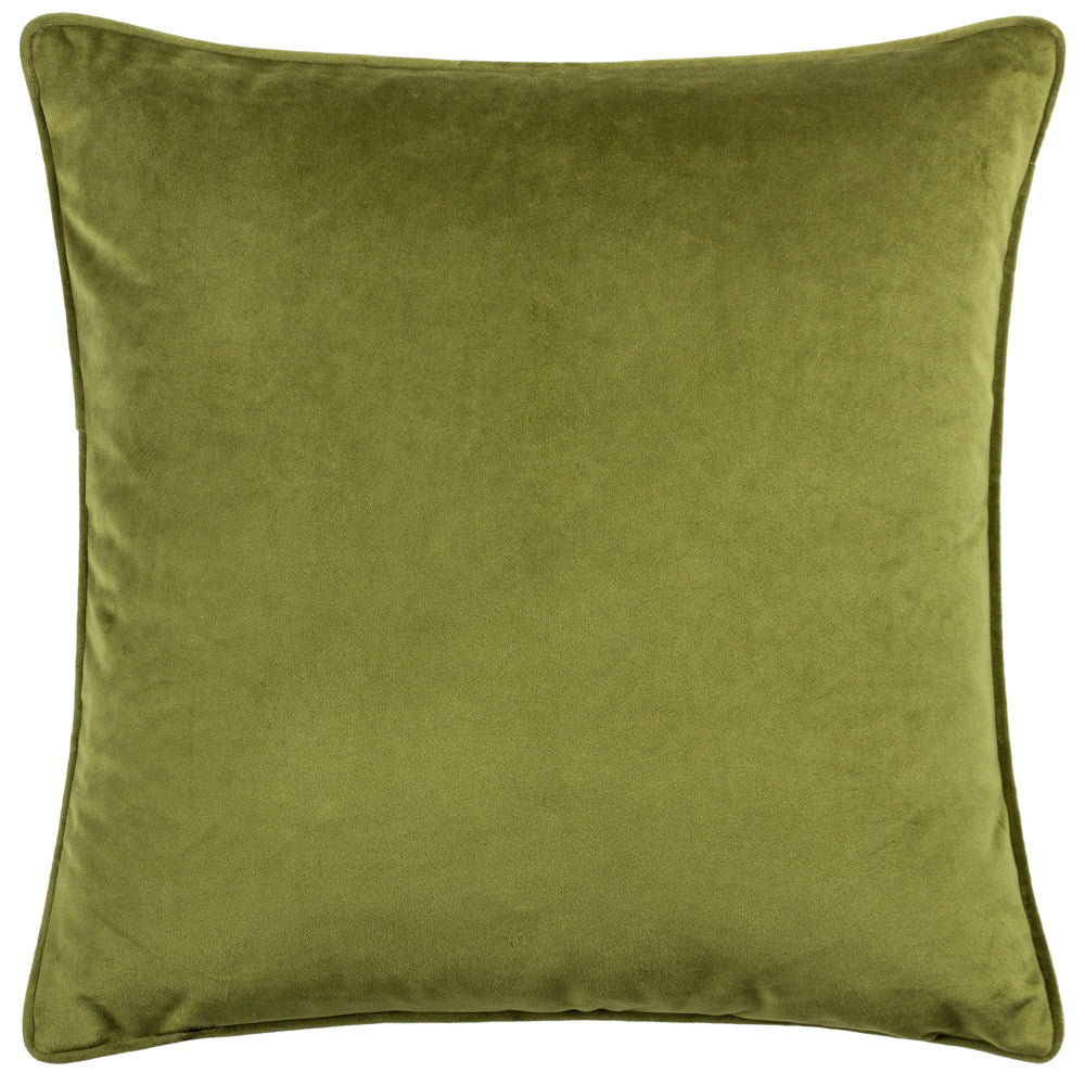 Malans Cut Velvet Piped Cushion Olive