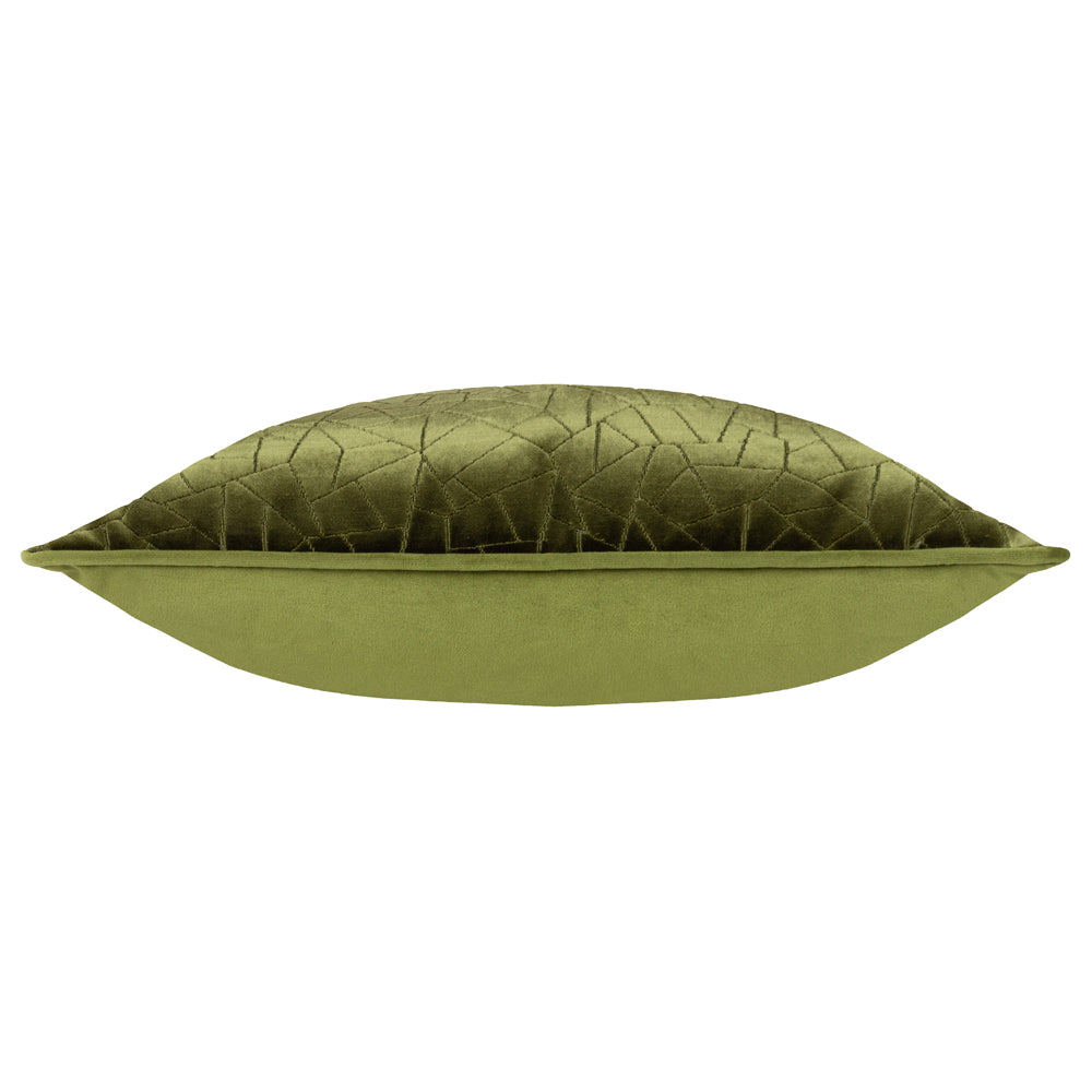 Malans Cut Velvet Piped Cushion Olive