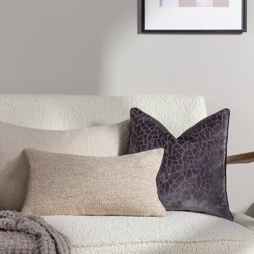 Geometric Grey Cushions - Malans Cut Velvet Piped Cushion Cover Stargazer Grey HÖEM