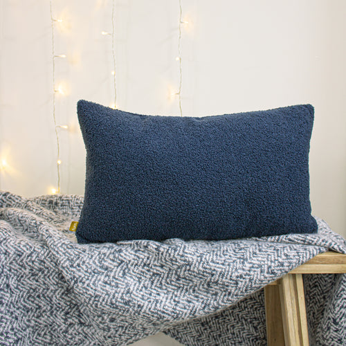 Plain Blue Cushions - Malham Fleece Rectangular Cushion Cover Royal furn.