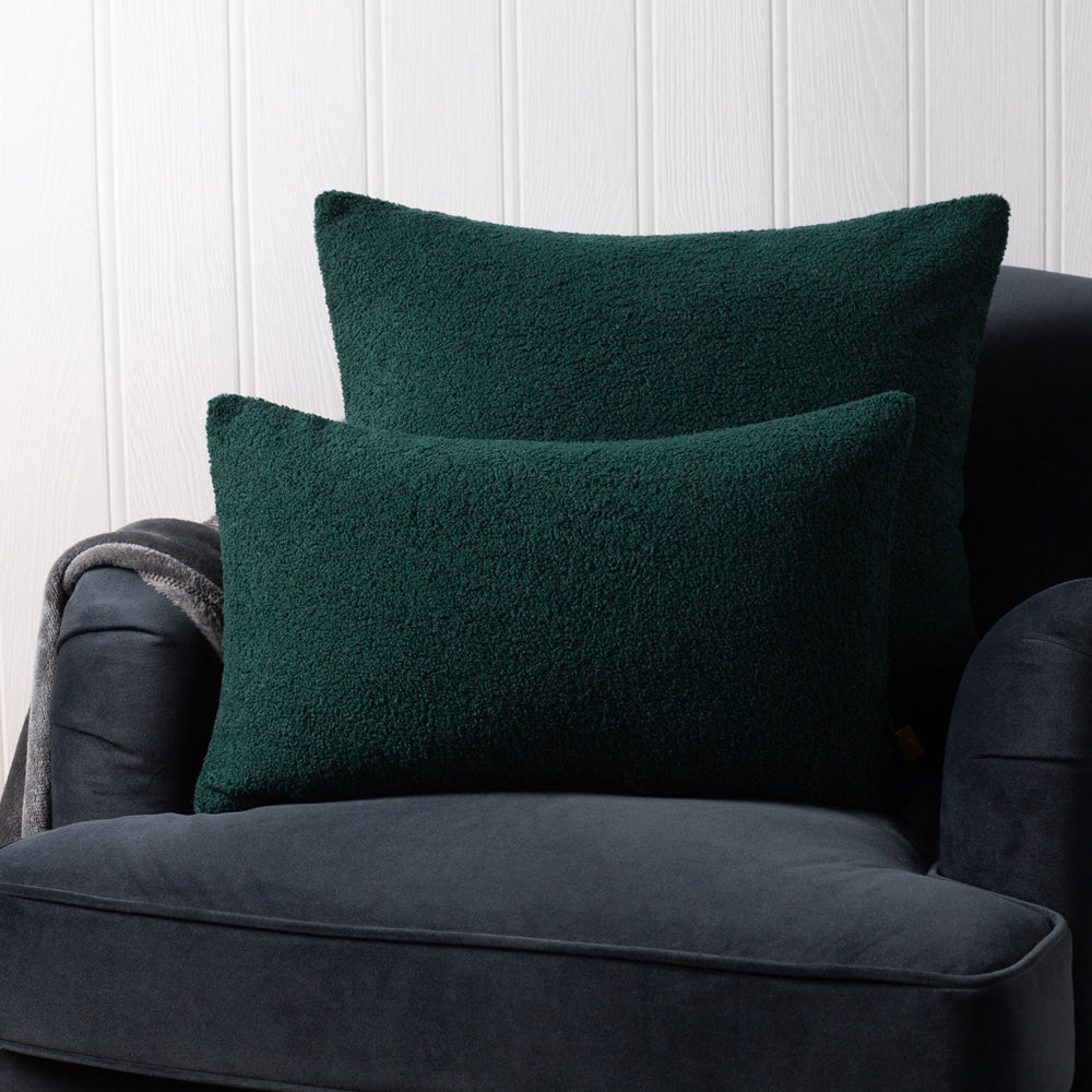 Malham Fleece Rectangular Cushion Emerald