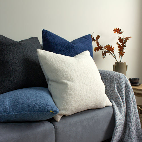Plain Grey Cushions - Malham Fleece Square Cushion Cover Granite furn.