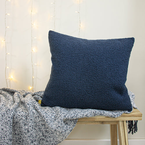 Plain Blue Cushions - Malham Fleece Square Cushion Cover Royal furn.